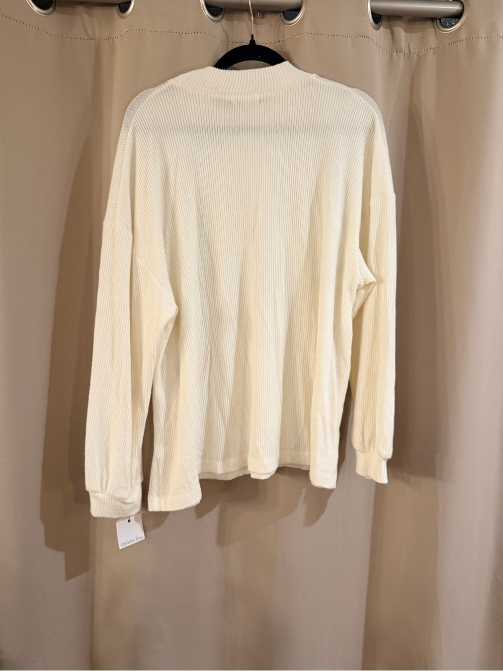 Ophelia Roe Button-Detail Cream Ribbed Sweater - Picture 2 of 5